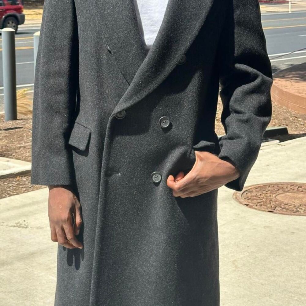 vintage double breasted long trench wool zero king